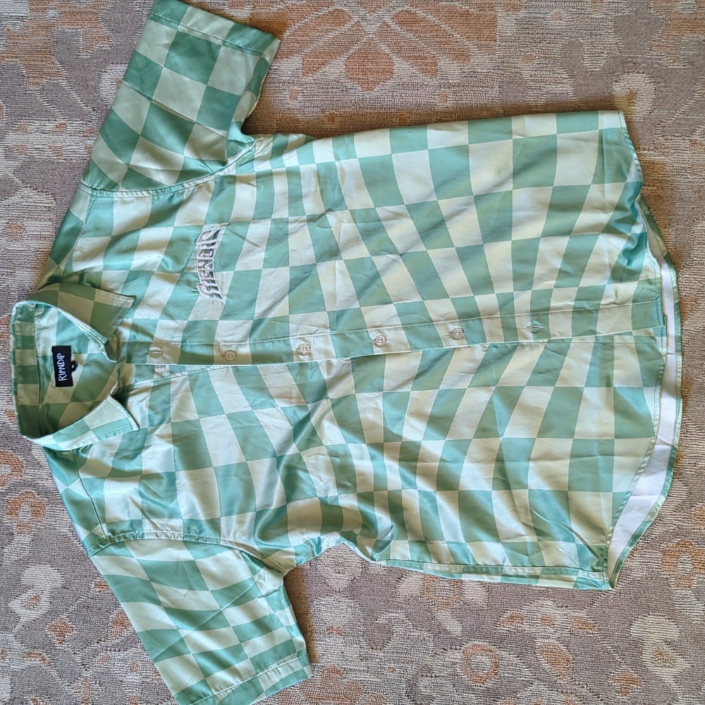 Ripndip Green Checkered Button Down Short Sleeved… - image 1